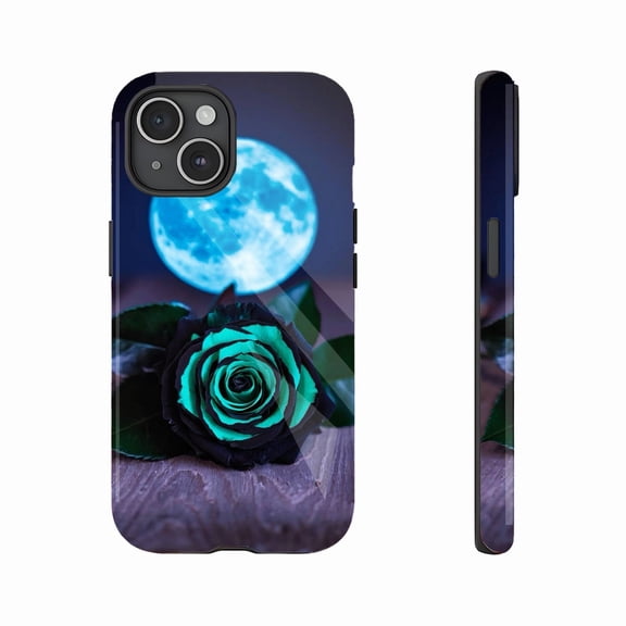 Elegant Blue Moon Rose Design Smartphone Case for Women Men Perfect Daily Use Special Events Compatible with iPhone 11/12/13/14/15/16 (Pro Max/Plus)