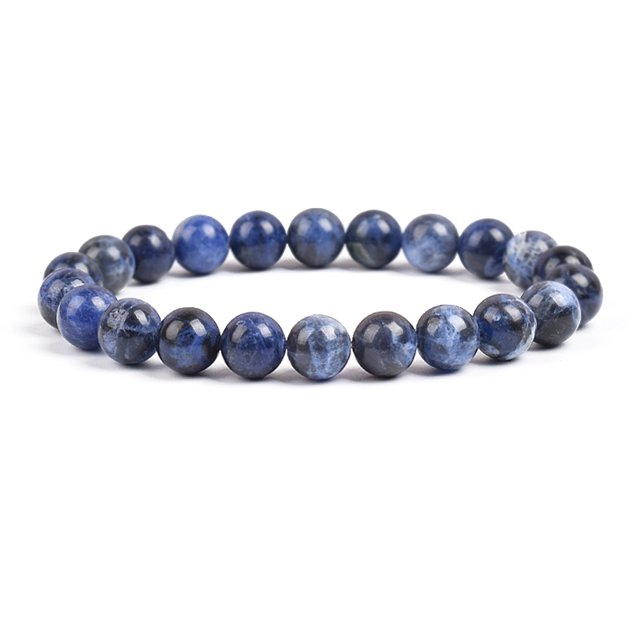 Elegant Blue Veins Natural Stone Dark Blue Sodalite Beads Bracelet in 4