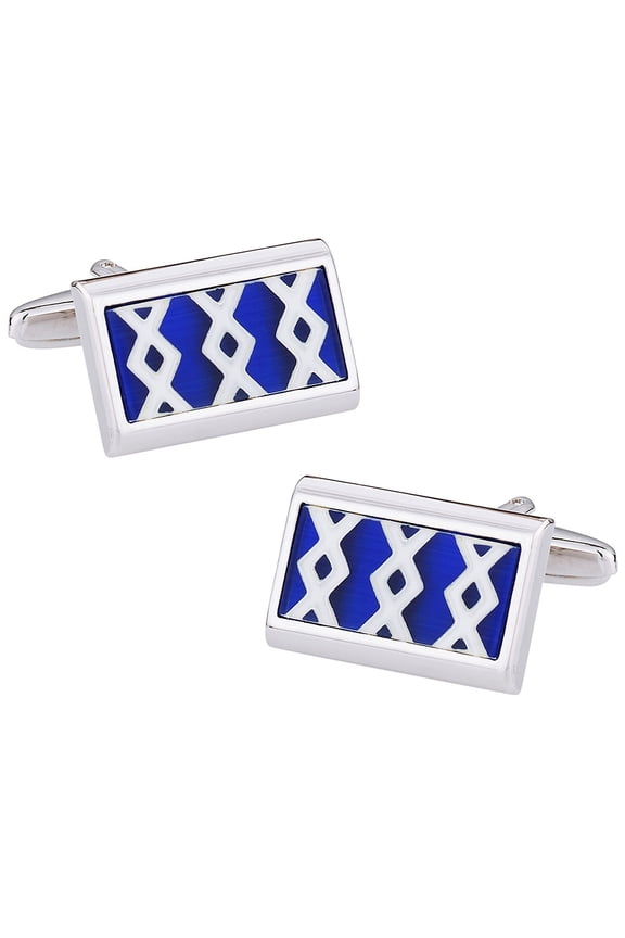 Elegant Blue, White, & Silver Fiber Optic Cufflinks by Cuff-Daddy