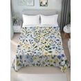 thumbnail image 1 of Elegant Blue Yellow Spring Floral King Size Flat Sheet, Wrinkleproof & Fadeproof Cooling Flat Bed Sheet Only, Summer Botanical Green Breathable Soft Bedding Top Sheets 105 x 98 Inches, 1 of 8