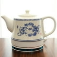 Elegant Blue and White Ceramic Kungfu Tea Kettle with Porcelain Foam