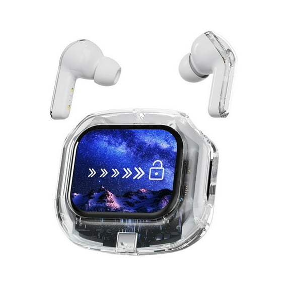 Elegant Bluetooth Headset | with Battery Powered LED Light LCD Display | featuring earphones ear | Fine Design and Functionality White Durable Build Worth Having