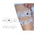 thumbnail image 1 of Elegant Body Chain Lace Pearl Wedding Garters Set with Elastic Flower Thigh Ring and Bow Accessories for Bride and Bridesmaid for Prom and, 1 of 4