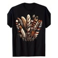 thumbnail image 1 of Elegant Boho Feather Themed Patterned Tee,Tops Boasts Intricate Feather Cluster Illustration, Round Neck Regular Fit T - shirts, Size(S - 5XL), 1 of 5