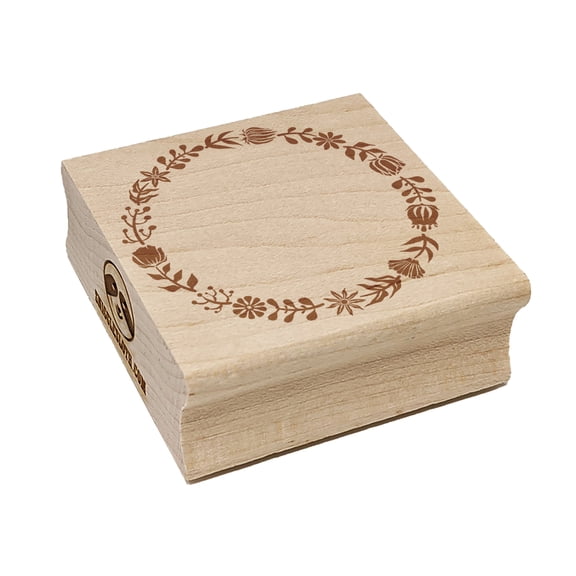 Elegant Botanical Circle Frame Wreath Square Rubber Stamp Stamping Scrapbooking Crafting - Small 1.25in