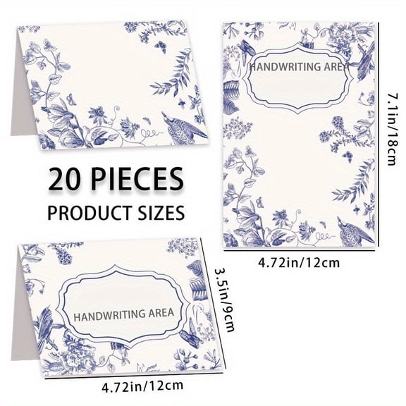 Elegant Botanical Pattern Seat Reservation Cards - Blank Name Cards for Weddings, Birthdays, and Events