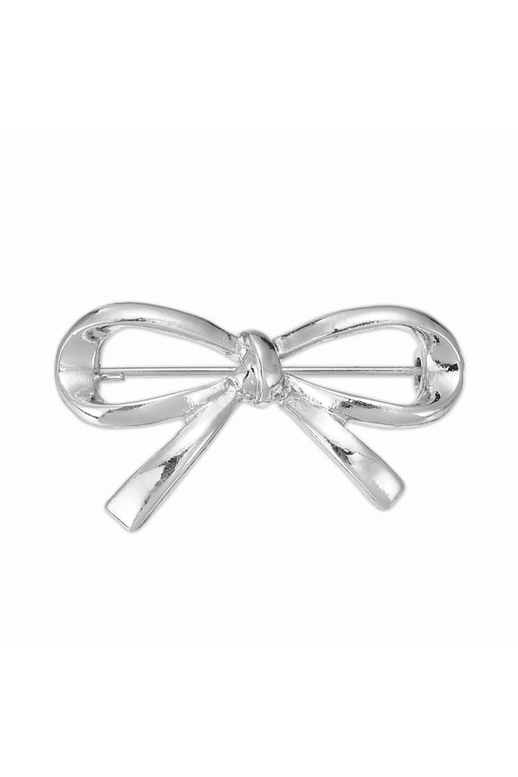 Elegant Bow Brooch Pin Bowknot Corsage Lapel Pin Women Wedding Bridal Suit Clothes Hat Bag Jewelry Silver Tone