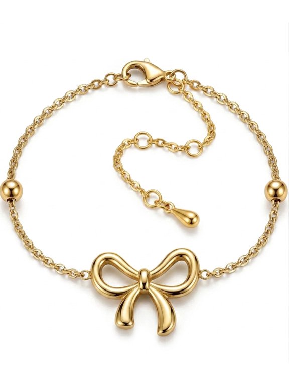Elegant Bow Charm Bracelet for Women with Adjustable Chain Design Stylish Fashion Jewelry Accessory
