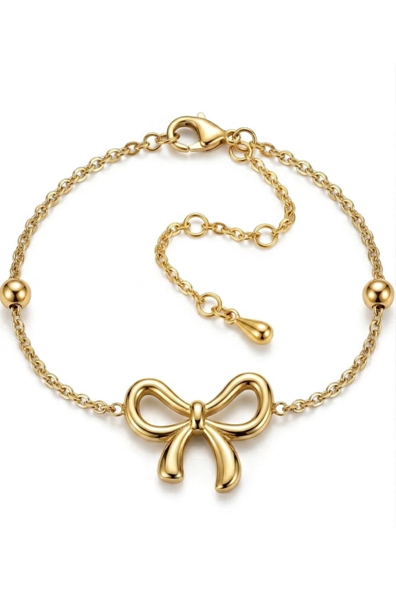 Elegant Bow Charm Bracelet for Women with Adjustable Chain Design Stylish Fashion Jewelry Accessory