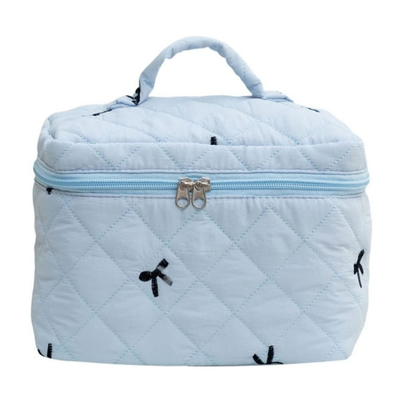 Elegant Bow Embroidered Cosmetic Organizer Pouch for Women Travel Toiletry Storage Versatile Fashionable Dumpling Style Makeup Bag