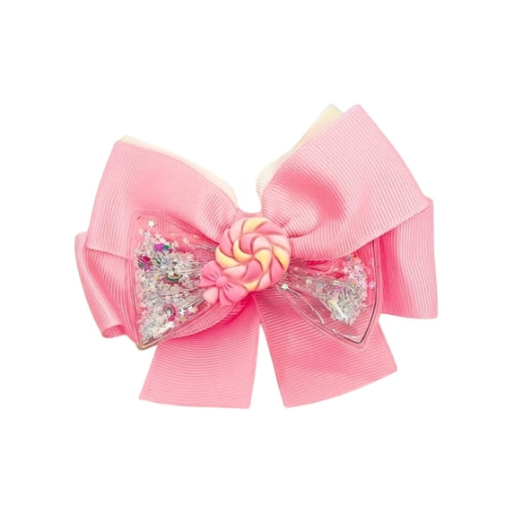 4.5" Candy Shaker Hair Bows 3D Lollipop Liquid Glitter Clips
