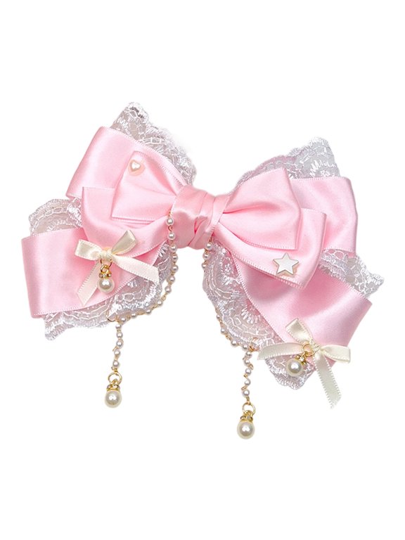 Elegant Bow Hair Clip With Faux Pearls For Cosplay And Parties