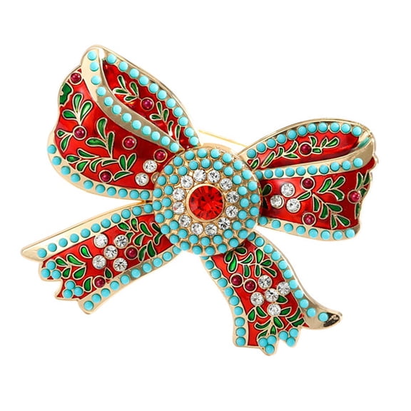 Elegant Bowknot Brooch Royal Courts Styles Pin with Sparkling Rhinestones Unique Lapel Pin for Formal Occasions