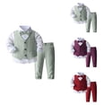 thumbnail image 1 of Elegant Boy Formal Wear Suit Set, 3/4-Piece Gentleman Tuxedo Outfit with Vest, Pants, Collared Dress Shirt, and Tie for Wedding and School Clothes, 1 of 9
