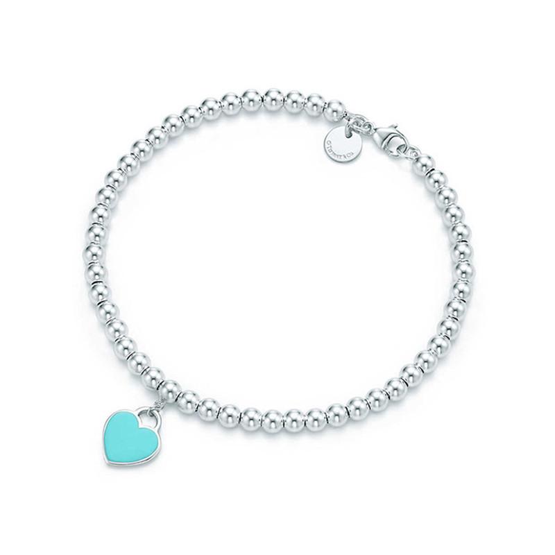 Elegant Bracelet Classic Pink Enamel Heart Bead Bracelet Fashion Women Delicate Accessories