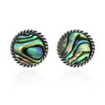 thumbnail image 1 of Elegant Braided Border Round Abalone Shell Inlay Sterling Silver Stud Earrings, 1 of 5