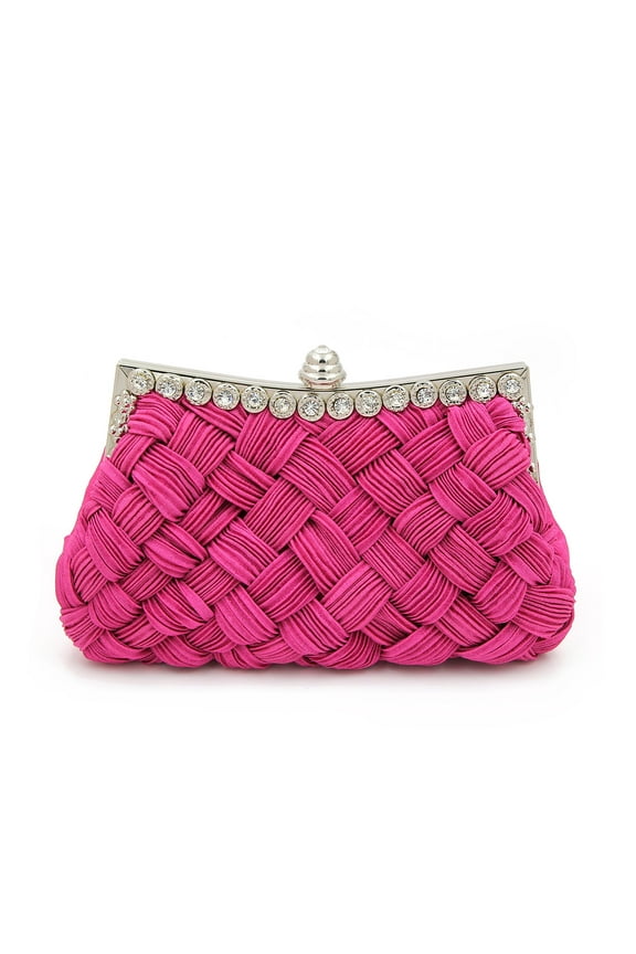 Elegant Braided Pleated Glitter Rhinestone Clutch Evening Bag