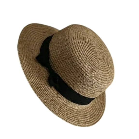 Elegant Braided Straw Hat Elegant Bows Accent ridal Accessory Breathable Lining Church Services Prom Occasion