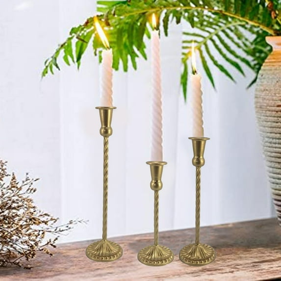 Elegant Brass Candle Holders For Standard Taper Candles In Gold Finish 9.3X34 Smile Home