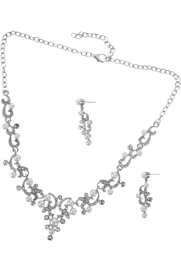 Elegant Bridal Jewelry Set Pearl Necklace Earrings Rhinestone Wedding Accessories Lightweight Comfortable Fit for Brides Formal Events Prom[w310]