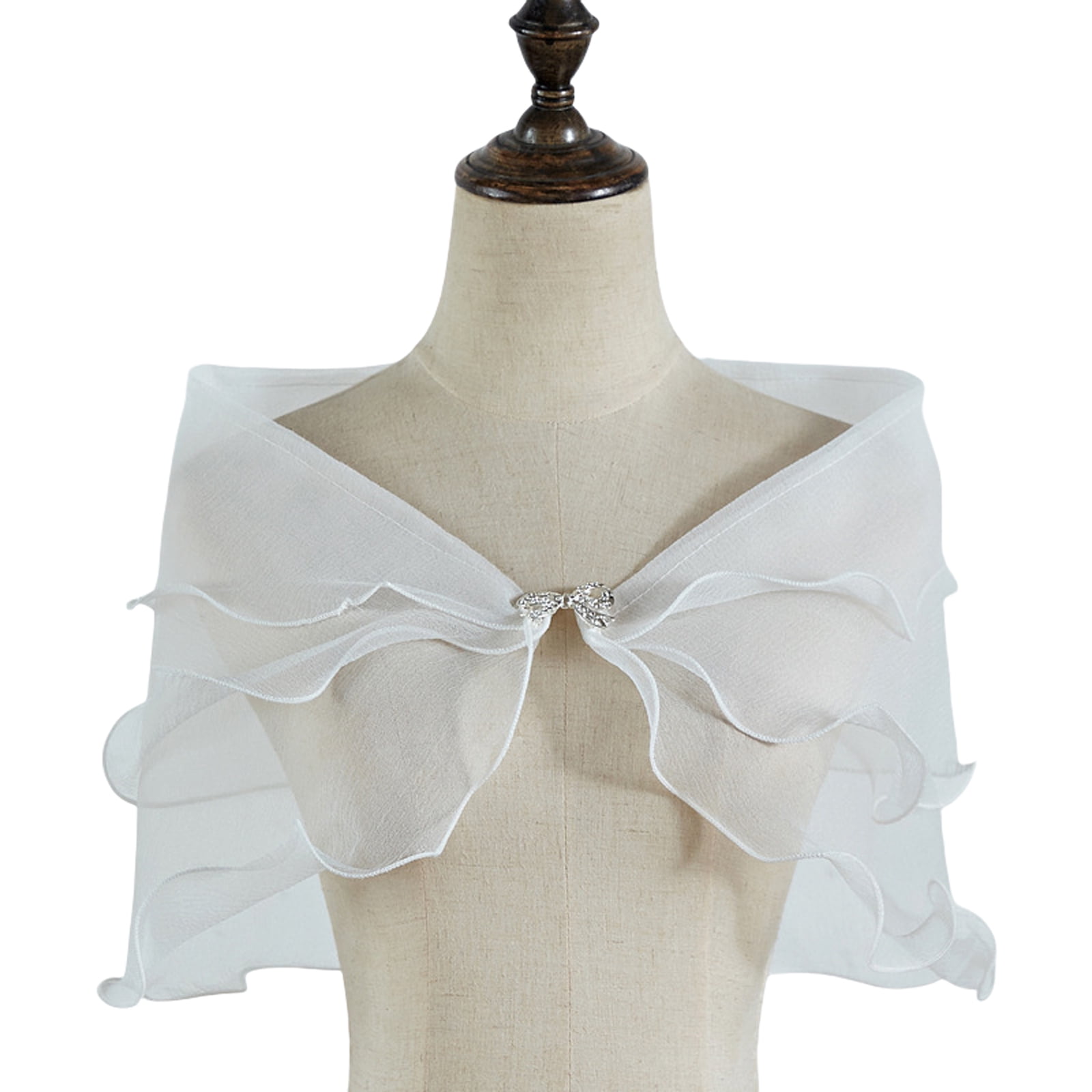 Elegant Bridal Sheer Shawl 3-Layer Shoulder Wrap Lightweight Bridal Elegant Bridal Sheer Shawl 3-Layer Shoulder Wrap Lightweight Bridal