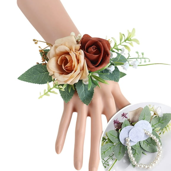 Elegant Bridesmaid Corsage Realistic Rose Boutonniere Wrist Flower for Wedding and Party Decoration Multiple Color