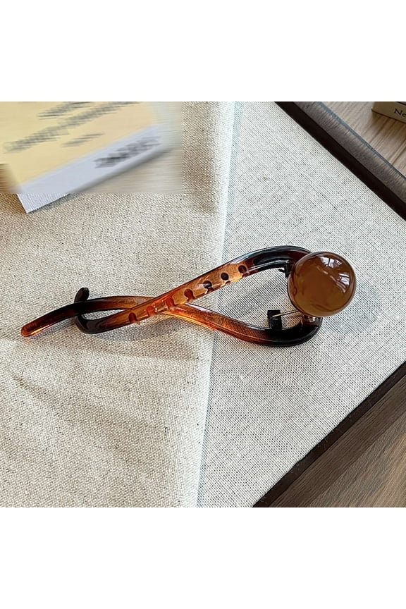 Elegant Brown Pearl Hair Clip for Women - Stylish French Updo Hairpin - Modern Barrette for Fashionable Hair Accessories