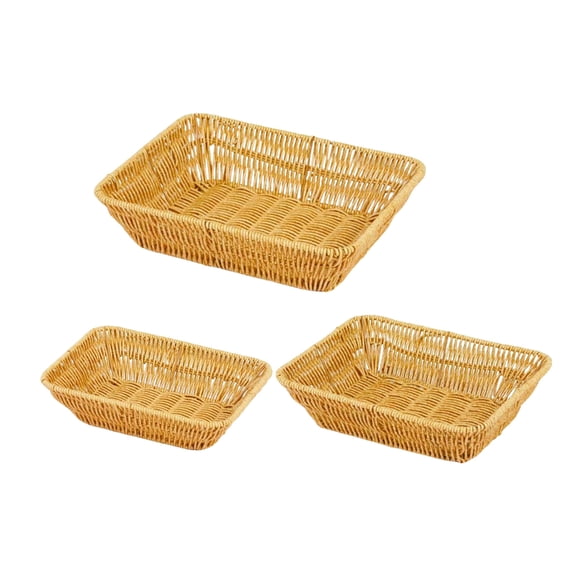 Elegant Brown Rattan Bread Serving Basket Delicate Rectangular Tray for Kitchen Picnics and Dining Room Decors