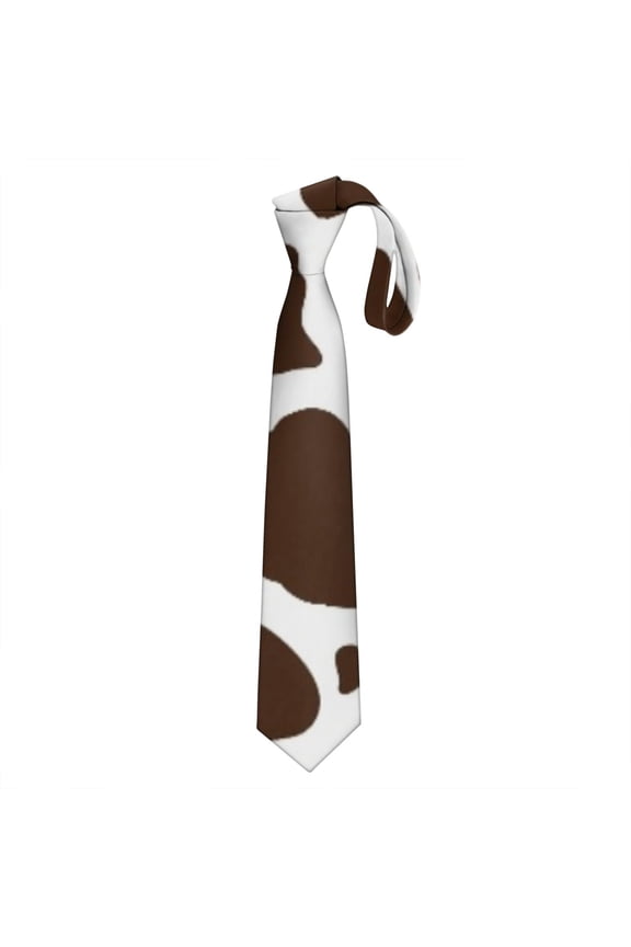 Elegant Buffalo & Cows Cartoon Pattern Men's Tie - Minimalist Country-Themed Aesthetic Satin Tie for Groom, Prom, Business, Gift - Wrinkle-Resistant Classic Farm Animal Art Tie (3.34")