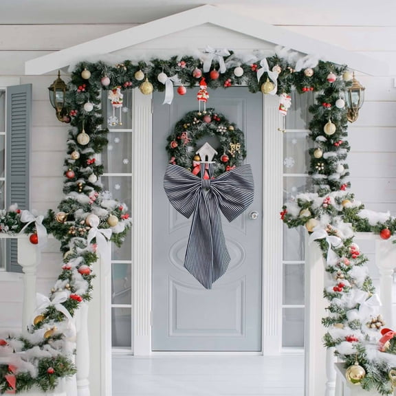 Elegant Buffalo Plaid Wreath Bow, 13.78'' x 9.84" Large Xmas Bow Ribbon for Wreath, Tree Topper, Door & Wall, Holiday Party Indoor Outdoor Decorations