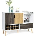 Elegant Buffet Sideboard with Storage, Wine Bar for 10 Bottles