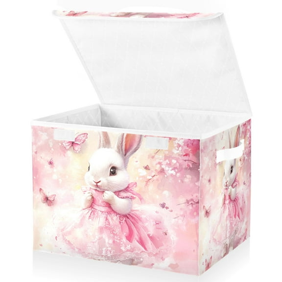 Elegant Bunny Princess Storage Basket for Shelves Foldable Container Organizer for Organizing Toys Clothes Books with Handles