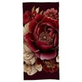 thumbnail image 1 of Elegant Burgundy Floral Beach Towel 27x55 Inch Watercolor Boho Burgundy Bath Shower Towel Microfiber Sand Free Microfiber Absorbent Quick Dry for Bathroom Swim, 1 of 8