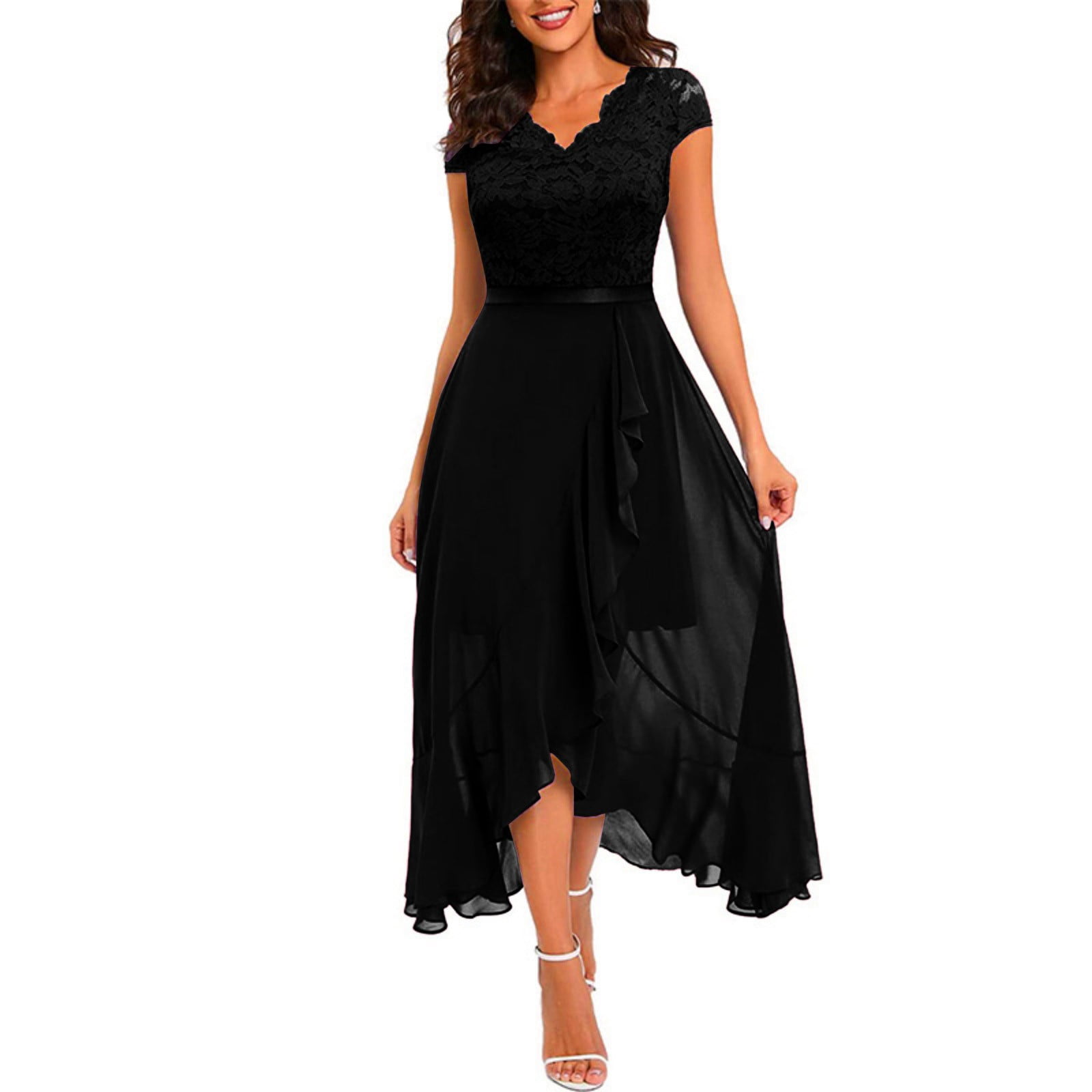 aje burgundy dress Serena Bute London Satin Midi Dress with Lace Hem main image 1