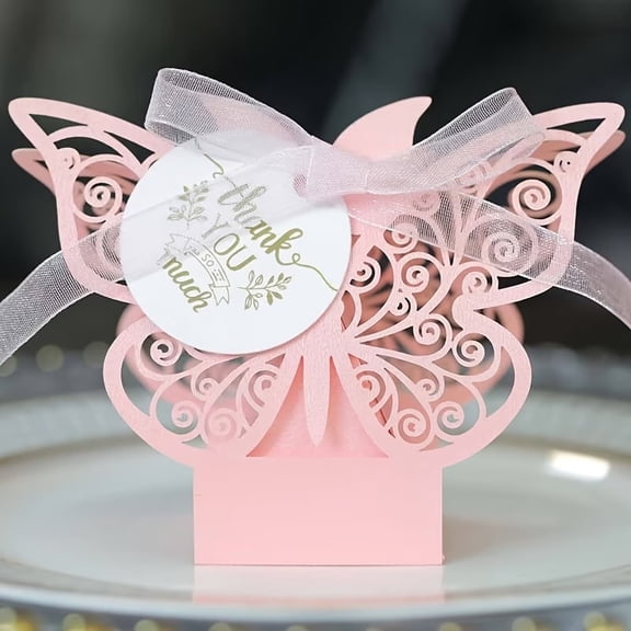 Elegant Butterfly Chocolate Gift Box - 10 Exquisite Butterfly-Shaped Chocolates with Thank You Card & Satin Ribbon for Weddings, Birthdays, Anniversaries, and Special Occasions