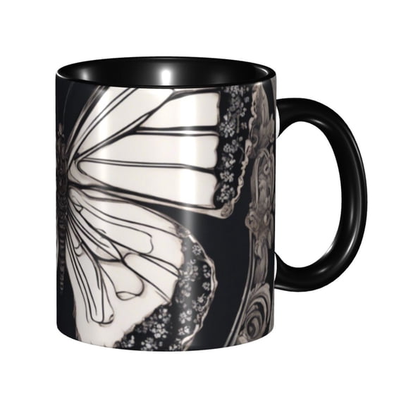 Elegant Butterfly Coffee Mug Fun Custom Ceramic Mugs 11oz Black