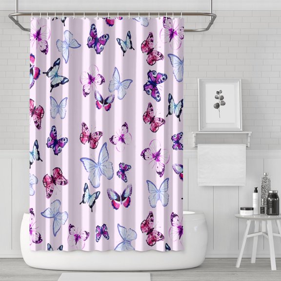 Elegant Butterfly & Constellation Shower Curtain - 72x72 Inch Waterproof Bathroom Drape, Night Sky Aesthetic, Machine Washable, Quick-Dry, Rust-Resistant Grommets