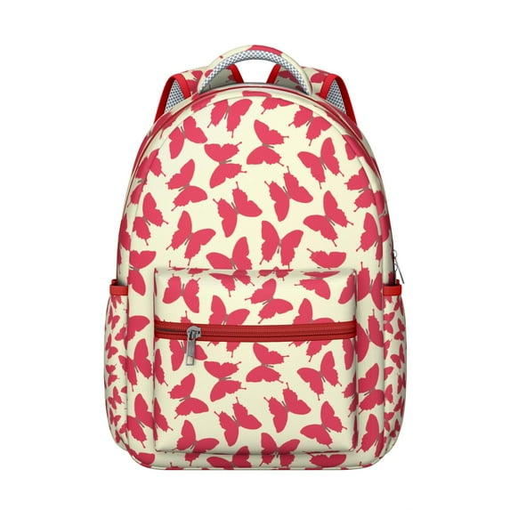 "Elegant Butterfly Design Bookbag - Spacious College Backpack with Padded Laptop Sleeve, Trendy Style"