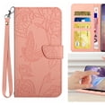 thumbnail image 1 of Elegant Butterfly Flower Embossed Flip Case for Samsung Galaxy S25 Plus - PU Leather Wallet Case with Kickstand Card Slots Drop Protection Wrist Strap and Shoulder Strap for S25 Plus, Pink, 1 of 11