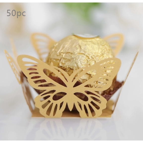 Elegant Butterfly Lace Hollow Design Wedding Candy Boxes for Party Favors, 10-Pack, Compatible with Small Gifts, Chocolates, and Treats
