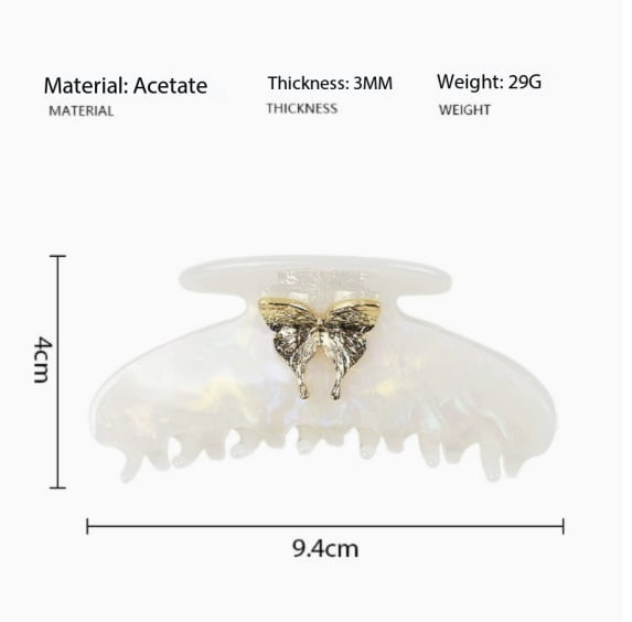Elegant Butterfly Shape Acetate Hair Clip - Strong Grip for Thick Hair, Perfect for Daily Wear and Special Occasions