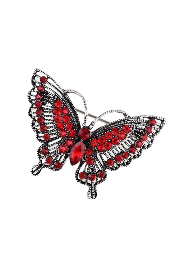Elegant Butterfly Shaped Brooch Antique Alloy Base Crystals Embellished Unisex Gifts for Festivals Evening Gowns
