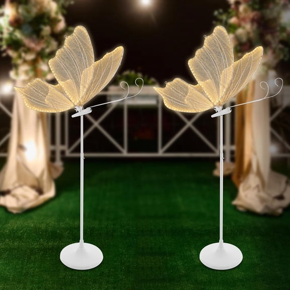 Elegant Butterfly Wedding Floor Lamp - Adjustable Height Ceiling Lamp with 48W Warm LED Light, Golden Cloth Shade, Romantic Hanging Decor for Weddings, Events, and Parties