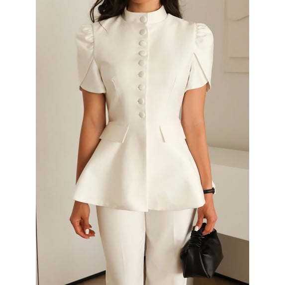 Elegant Button-Front Peplum Jacket