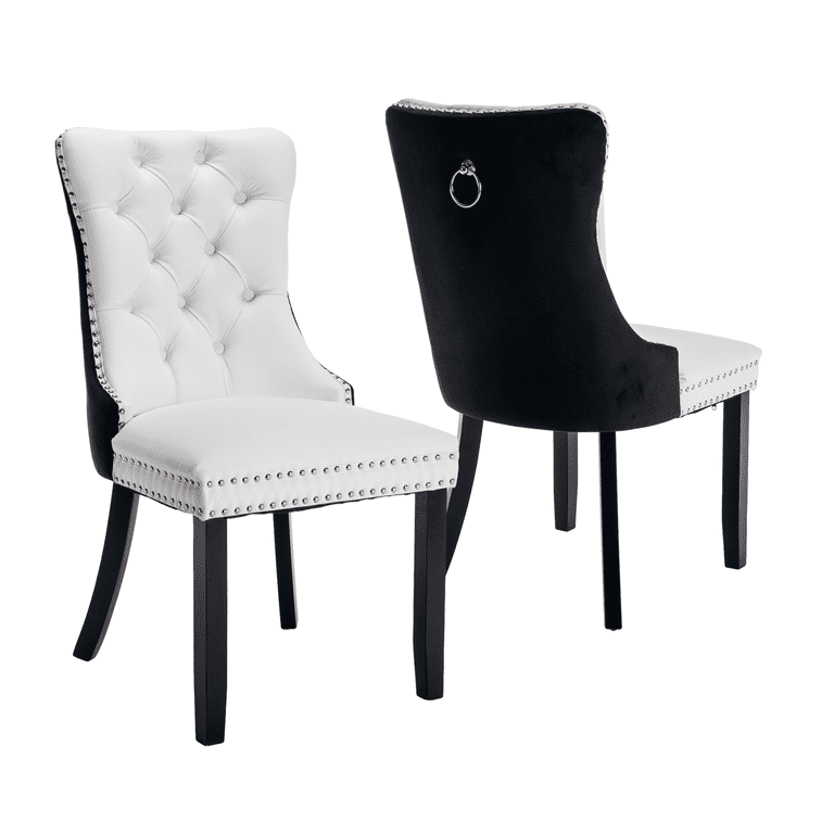 Cradle White Faux Leather Side or Dining Chairs Set of 2 Cradle White Faux Leather Side or Dining Chairs Set of 2