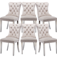 thumbnail image 1 of Rhomtree Glam Wood Dining Side Chairs, Beige (Set of 6), 1 of 9
