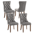 thumbnail image 1 of Elegant Button Tufted Dining Chairs, High-end Velvet Upholstered Dining Chairs with Nailhead Back and Ring Pull Trim, Solid Wood Dining Chairs for Kitchen Bedroom Dining Room (Gray,Set of 4), 1 of 9