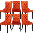 thumbnail image 1 of Elegant Button Tufted Dining Chairs, High-end Velvet Upholstered Dining Chairs with Nailhead Back and Ring Pull Trim, Solid Wood Dining Chairs for Kitchen Bedroom Dining Room (Orange,Set of 6), 1 of 9