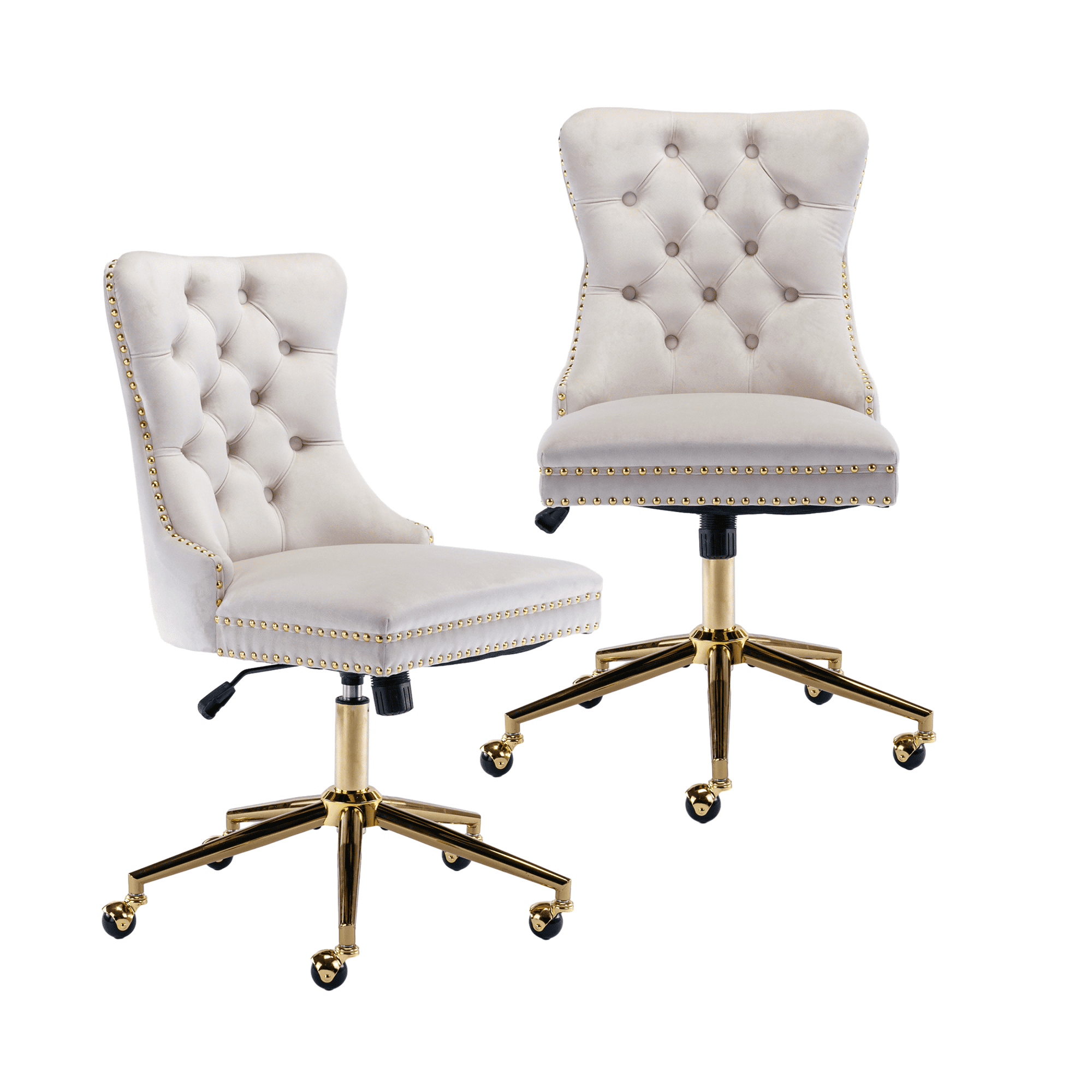 Elegant Button Tufted Office Chair, Velvet Dining Chairs with Nailhead