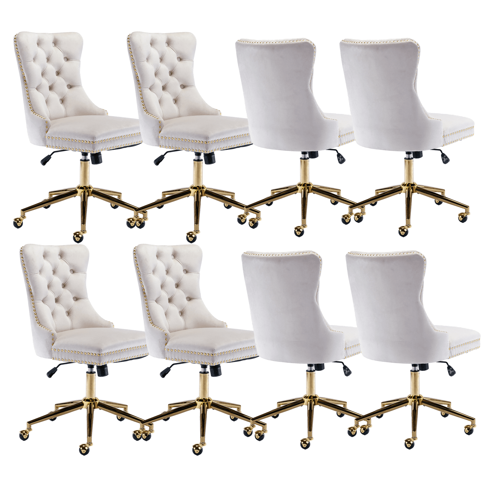 Elegant Button Tufted Office Chair, Velvet Dining Chairs with Nailhead